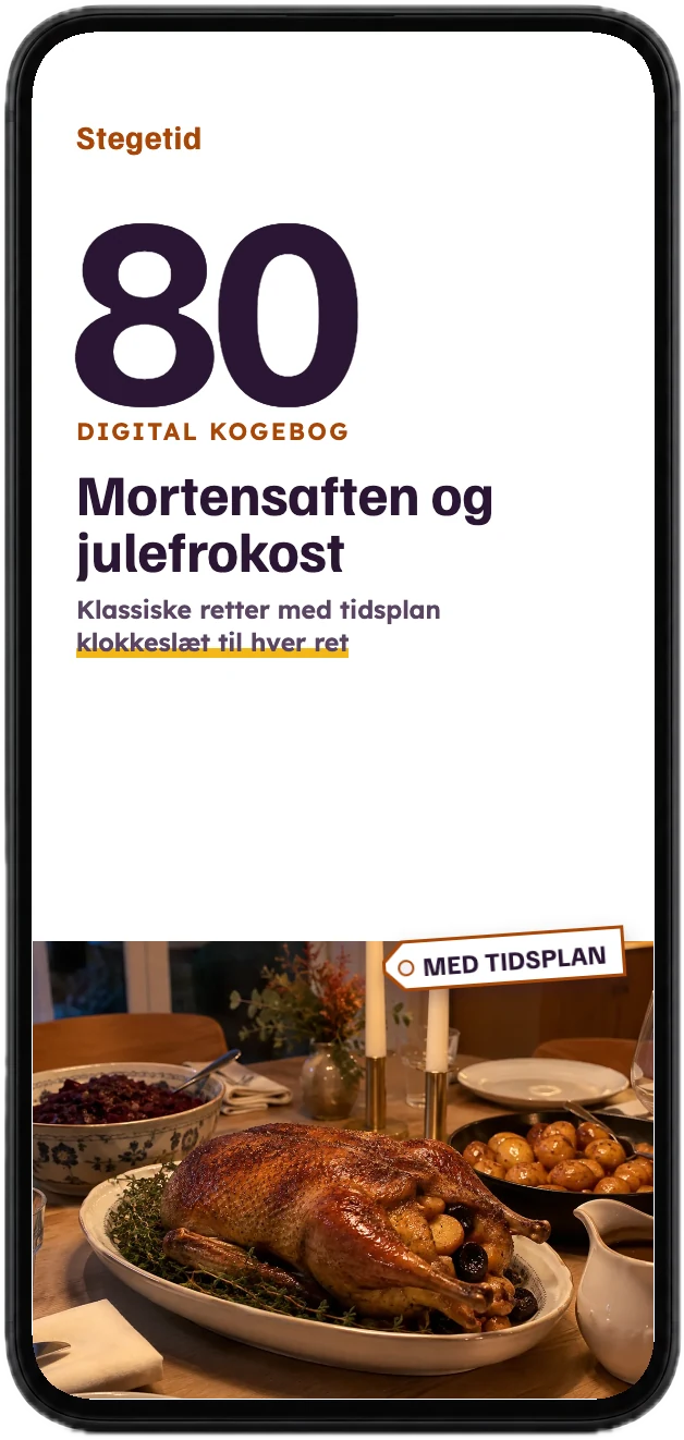 Forsiden af kogebogen Stegetid på en mobil