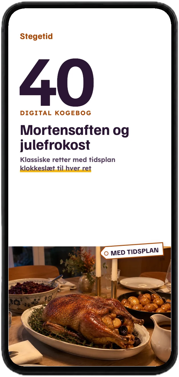 Forsiden af kogebogen Stegetid på en mobil